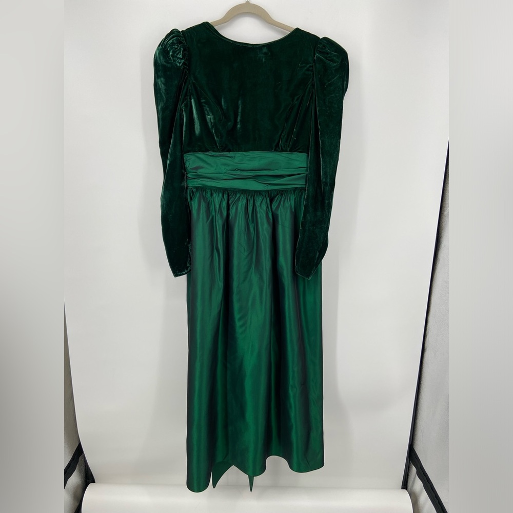 Bridesmaid Green Velvet Dress Black Tie Formal Vintage Size 12